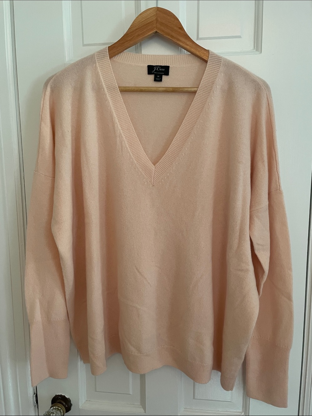 J. Crew Cashmere Women's V-Neck Sweater — Pale Blush Pink